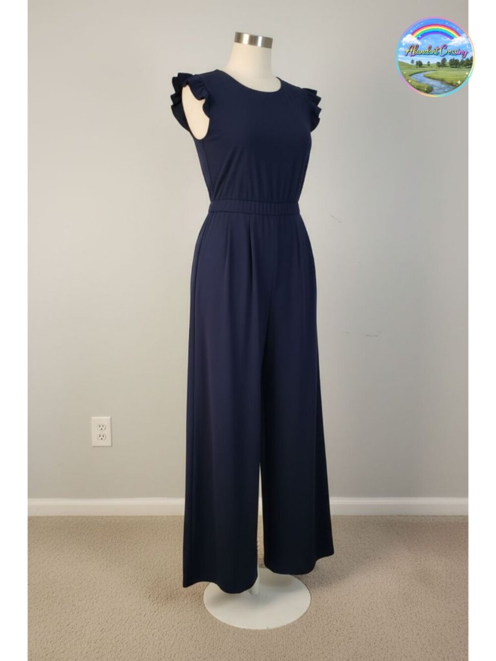 Cap Sleeve One Piece Jumpsuit for Women Wide Leg Ruffle Sleeve Dressy